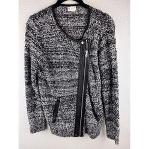 Club Monaco Knit Moto Jacket Italian‎ Yarn XS Grunge Normcore Biker Asymmetrical